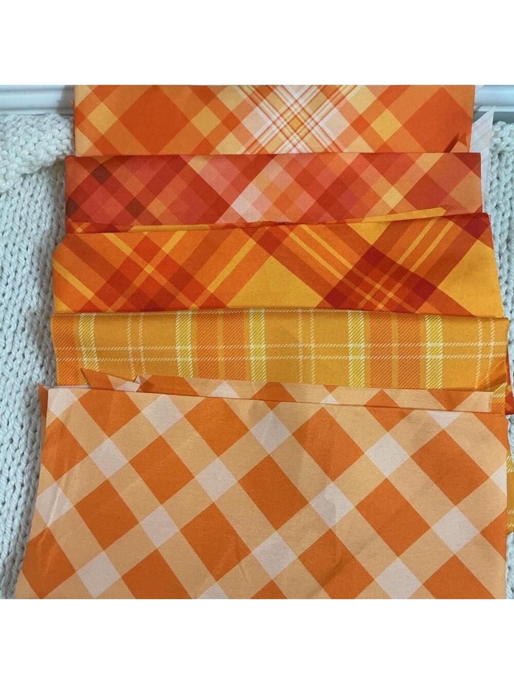 5 Pet bandanas 24” X 17” X 17” Dog Cat Scarf Collar Neckerchief orange plaid